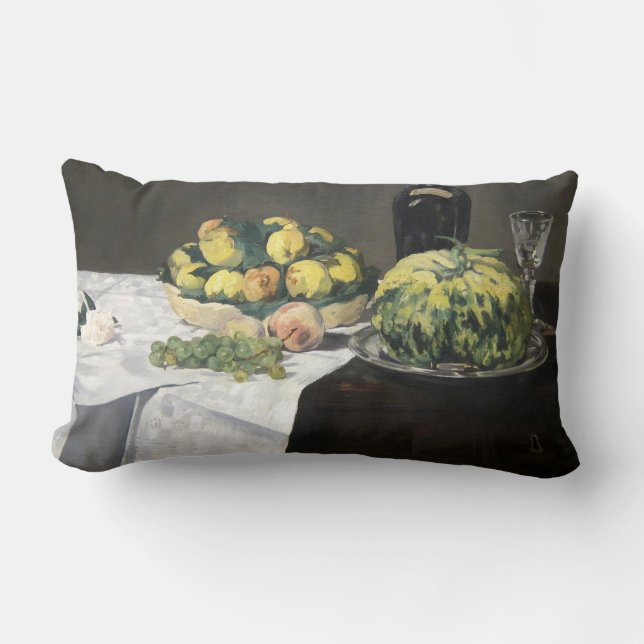 Coussin Rectangle Peaches au citron de la vie morte par Manet Impres (Recto)