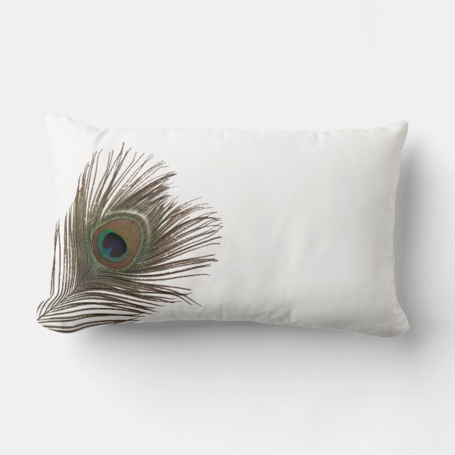 Coussin Rectangle Peacock plumes blanc (Recto)