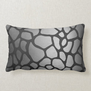 Coussin Rectangle Peau d'animal Argent Black Giraffe Safari Peau