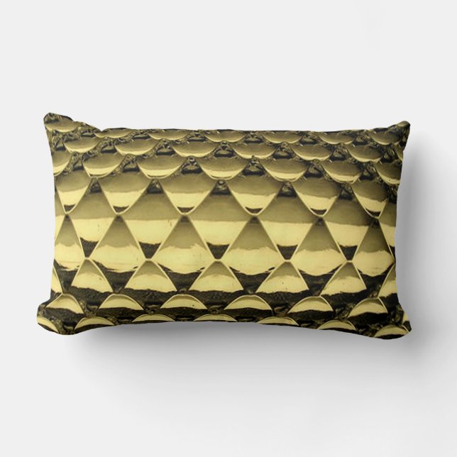 Coussin Rectangle Peau de serpent métallique en or africain (Recto)