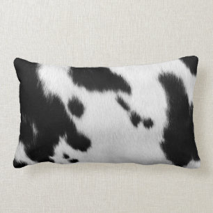 Coussin Rectangle Peau noire et blanche de vache à Faux