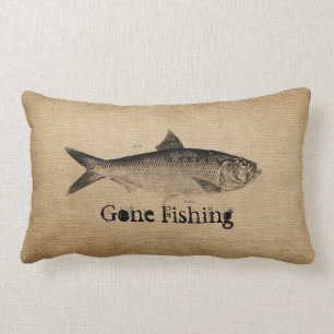 Coussin Rectangle Pêche allée par poissons vintages de toile de ju