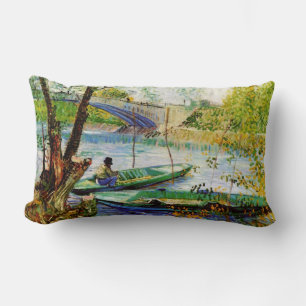 Coussin Rectangle Pêche au printemps, Vincent van Gogh.