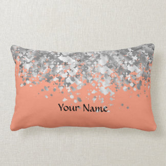 Coussin Rectangle Pêche et parties scintillantes de faux