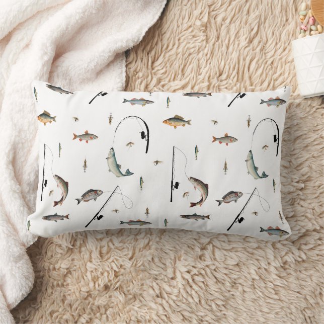Coussin Rectangle Pêche Motif à thème de poisson de bâton et de bobi (Couverture)