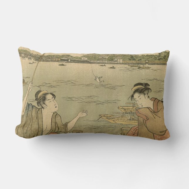 Coussin Rectangle Pêcheurs Japonais (Recto)