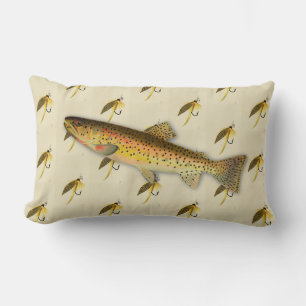 Coussin Rectangle Pêcheurs Voler Pêche truite mouches Aquarelle lanc