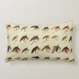 Coussin Rectangle Pêcheurs Voler Pêche truite mouches Aquarelle lanc