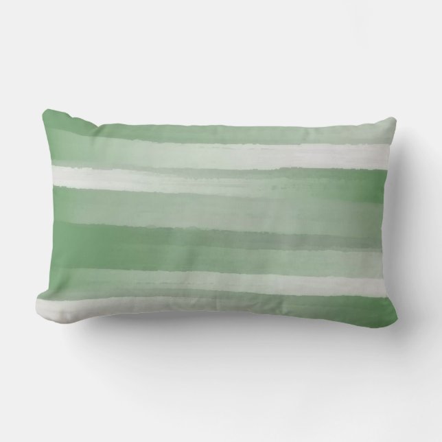 Coussin Rectangle Peint vert 'look' Grandes bandes personnalisables (Recto)
