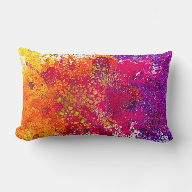 Coussin Rectangle Peinture abstraite colorée éclaboussée mignonne (Recto)