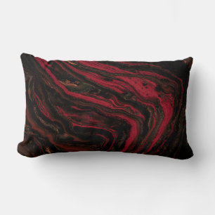 Coussin Rectangle Peinture abstraite rouge et noire