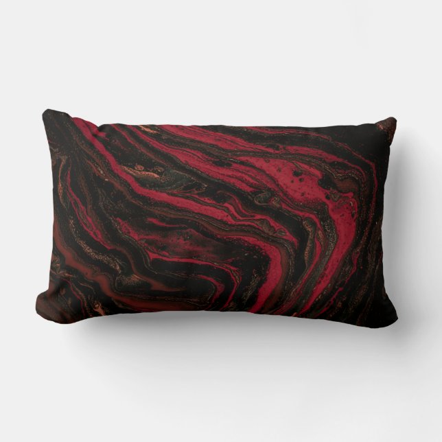 Coussin Rectangle Peinture abstraite rouge et noire (Recto)