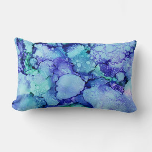 Coussin Rectangle Peinture abstraite violette et bleue