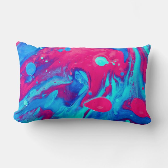 Coussin Rectangle Peinture abstraite violette et bleue (Recto)