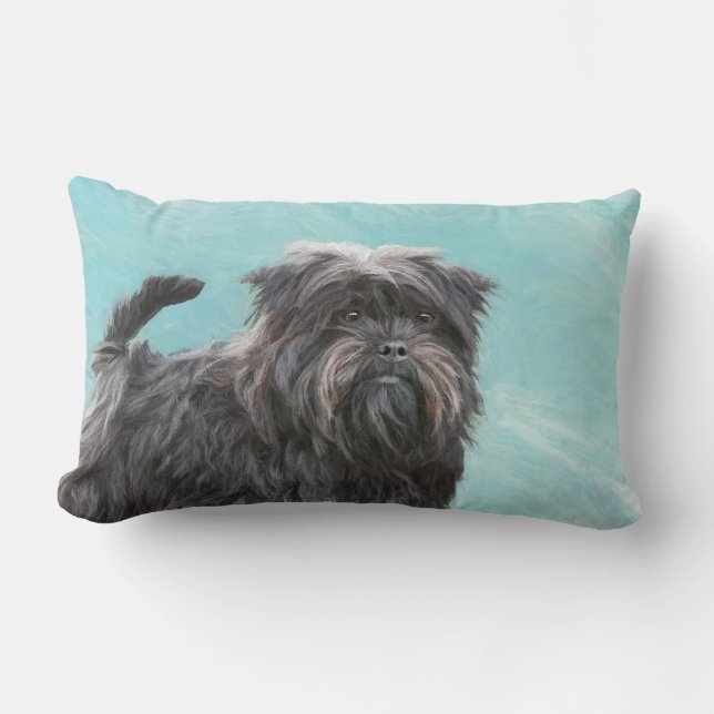 Coussin Rectangle Peinture Affenpinscher - Joli art original chien (Recto)