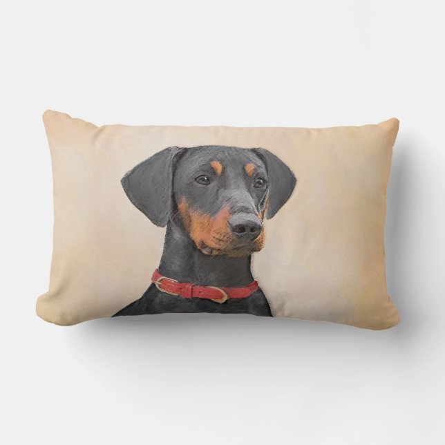 Coussin Rectangle Peinture allemande Pinscher peinture art animal or (Recto)