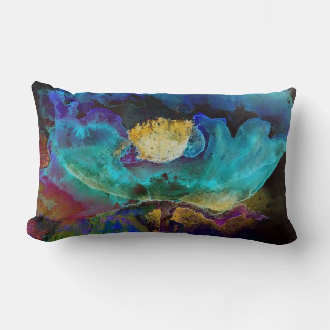 Coussin Rectangle Peinture aquarelle florale sarcelle romantique élé (Recto)