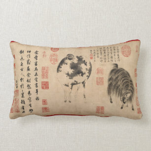 Coussin Rectangle Peinture chinoise Chèvre bélière Année lunaire Cou