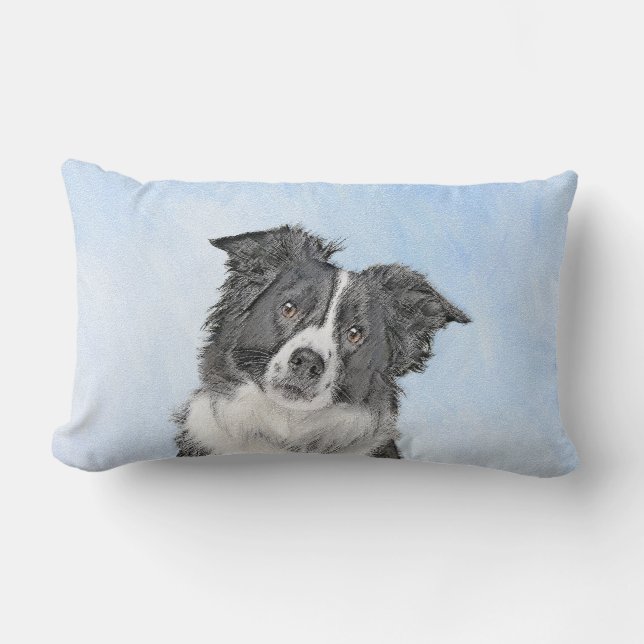 Coussin Rectangle Peinture Collie Bordure - Joli art original chien (Recto)