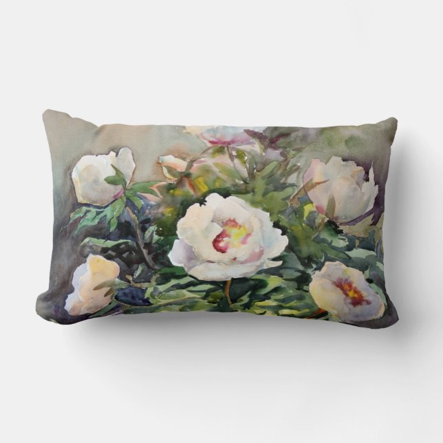 Coussin Rectangle Peinture d'aquarelle des belles fleurs (Recto)