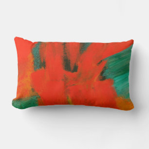Coussin Rectangle Peinture d'art Abstrait Rouge Orange Or Vert