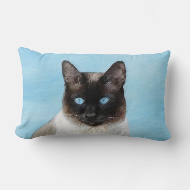 Coussin Rectangle Peinture de chat siamois - Art original de chat mi (Recto)