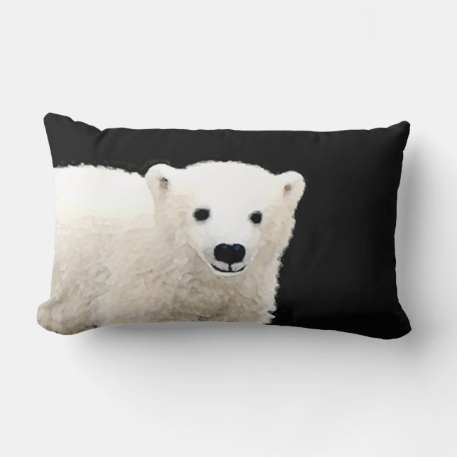 Coussin Rectangle Peinture de l'ours polaire - Art original de la fa (Recto)