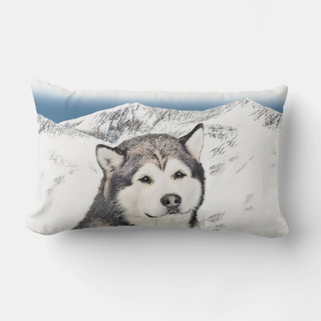 Coussin Rectangle Peinture de malamut en Alaska - jolie art original (Recto)