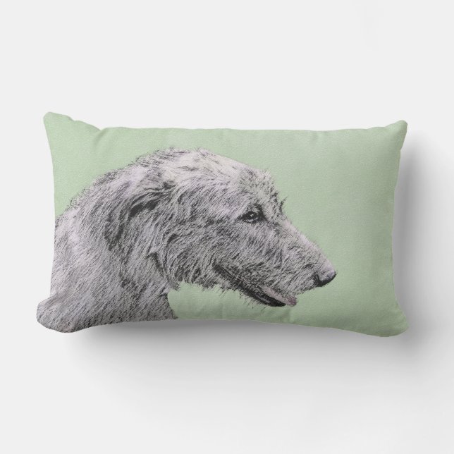 Coussin Rectangle Peinture de Wolfhound irlandais - Joli art origina (Recto)
