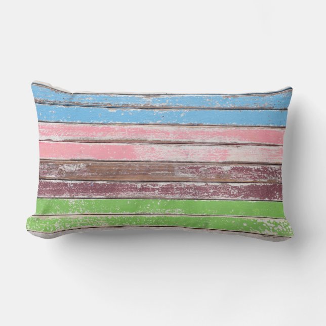 Coussin Rectangle peinture défraîchie sur bois (Recto)