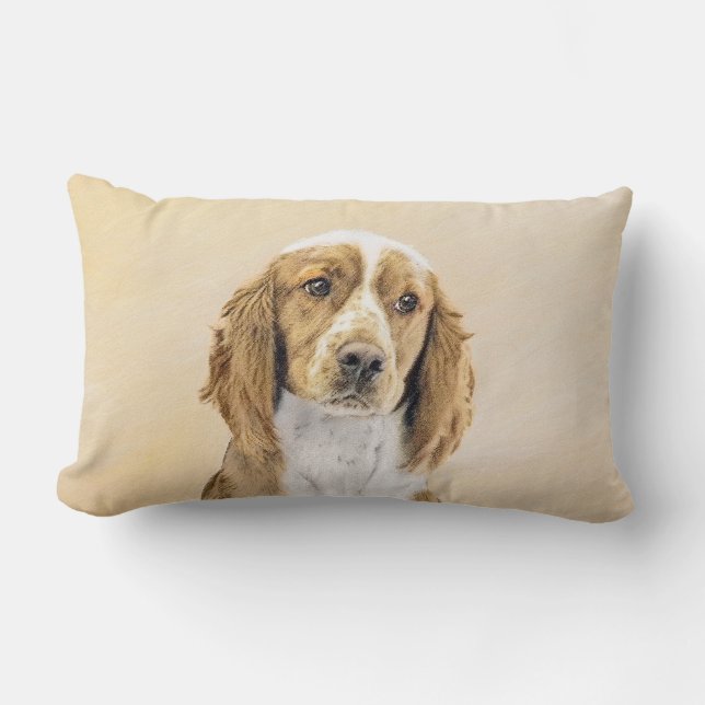 Coussin Rectangle Peinture d'espagnol Welsh Springer - Art original  (Recto)