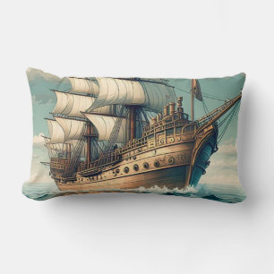 Coussin Rectangle Peinture D'Un Navire Avec Les Voiles Vers Le Bas-5