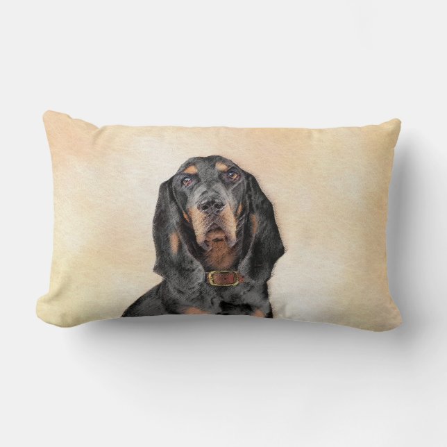 Coussin Rectangle Peinture en noir et blanc - Art original Chien (Recto)