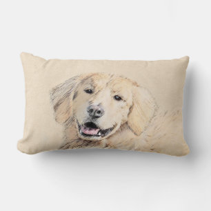 Coussin Rectangle Peinture Golden Retriever - Joli art original chie