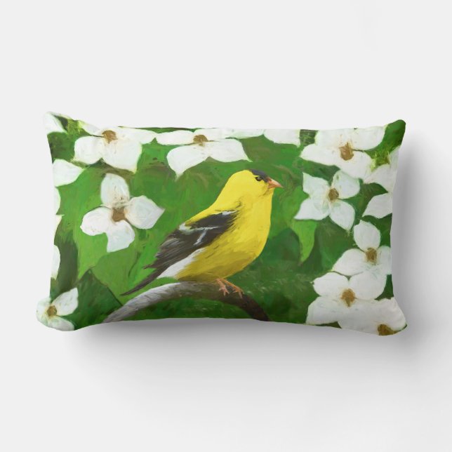 Coussin Rectangle Peinture Goldfinch - Cute Original Chien Art (Recto)