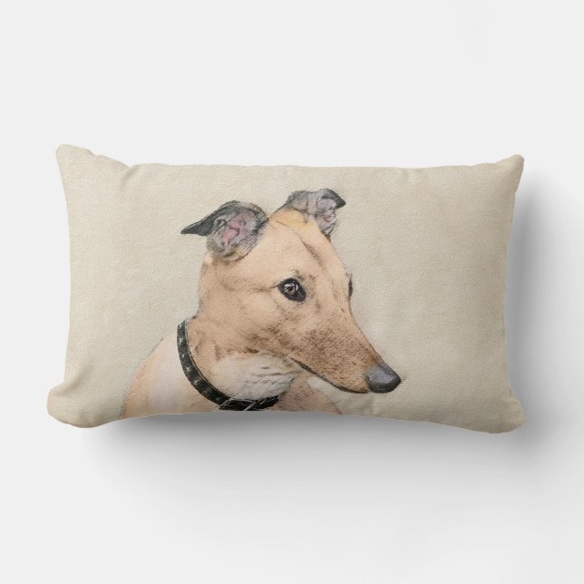 Coussin Rectangle Peinture Greyhound - Cute Original Chien Art (Recto)