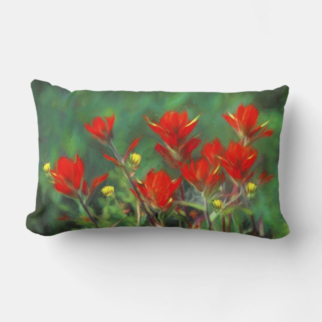 Coussin Rectangle Peinture indienne de pinceau - Art Fleur original (Recto)