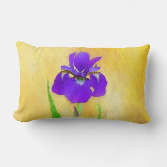 Coussin Rectangle Peinture Iris à pois pourpre - Chien original mign (Recto)