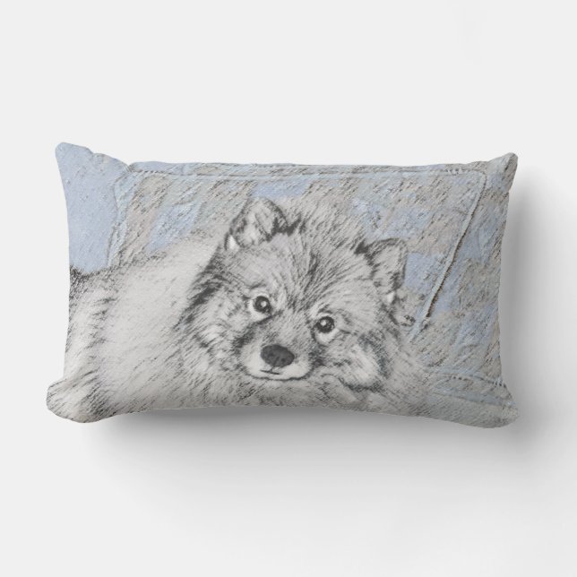 Coussin Rectangle Peinture Keeshond Beth - Joli art original chien (Recto)