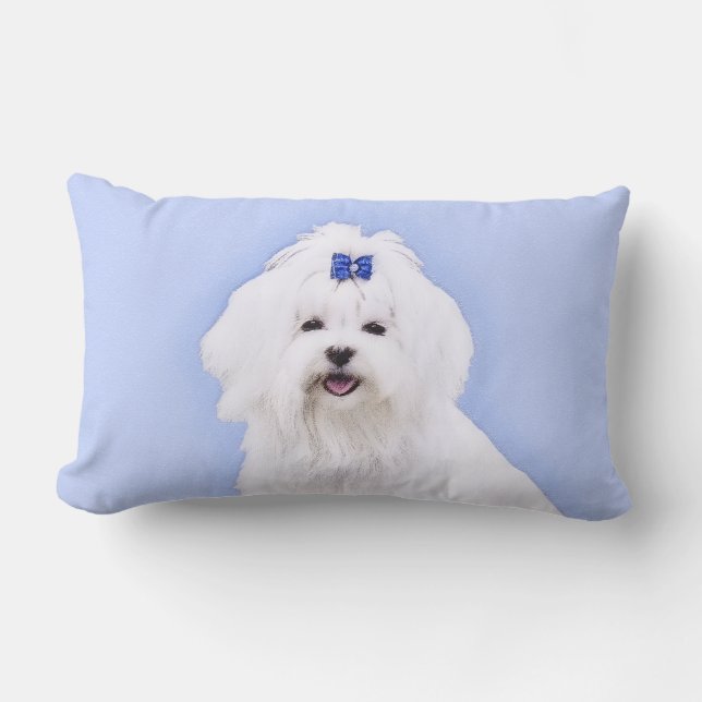 Coussin Rectangle Peinture maltaise - Joli art original pour chien (Recto)