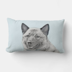 Coussin Rectangle Peinture norvégienne Elkhound - Art original Chien