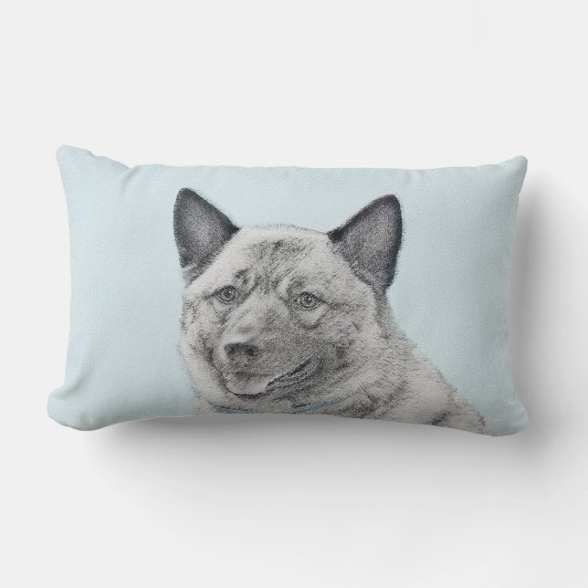 Coussin Rectangle Peinture norvégienne Elkhound - Art original Chien (Recto)
