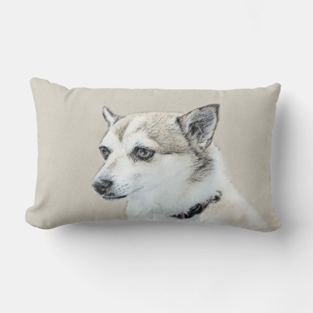Coussin Rectangle Peinture norvégienne Lundehund - Art original chie (Recto)