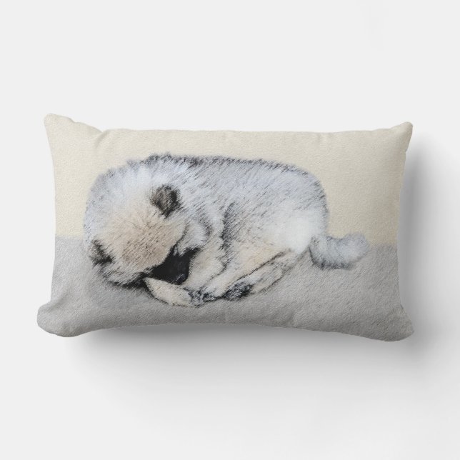 Coussin Rectangle Peinture originale de Chien à chiot dormant (Recto)