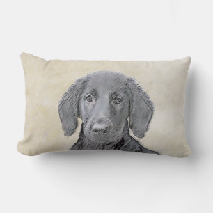 Coussin Rectangle Peinture Retriever à revêtement plat - Art Chien o