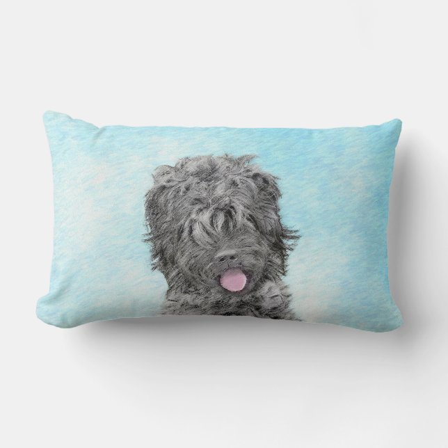 Coussin Rectangle Peinture russe Terrier noir - Chien original migno (Recto)