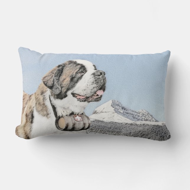 Coussin Rectangle Peinture Saint Bernard - Cute Original Chien Art (Recto)
