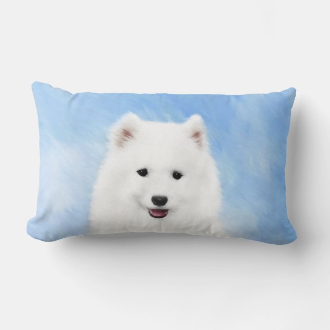 Coussin Rectangle Peinture Samoyed Puppy - Jolie Art Original Chien (Recto)