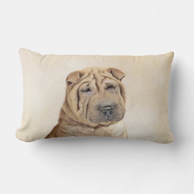 Coussin Rectangle Peinture Shar Pei - Cute Original Chien Art (Recto)
