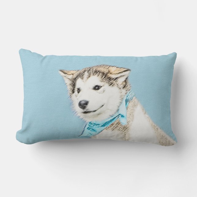 Coussin Rectangle Peinture Sibérienne Husky Puppy - Art Chien origin (Recto)